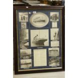Framed history of events Titanic picture with photographic images