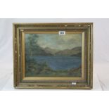 20th Century oil on board of a loch scene