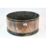 Antique Copper & Iron Bound Circular Pot, 40cms diameter