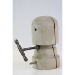 19th Century Wooden Hat or Wig stretcher with metal handle & screw action, stands approx 30.5cm