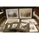 Set of framed photographic images of old London street scenes