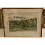 Ronald Dickinson framed watercolour rural scene with dry stone wall, signed, approx.33 x 48cm