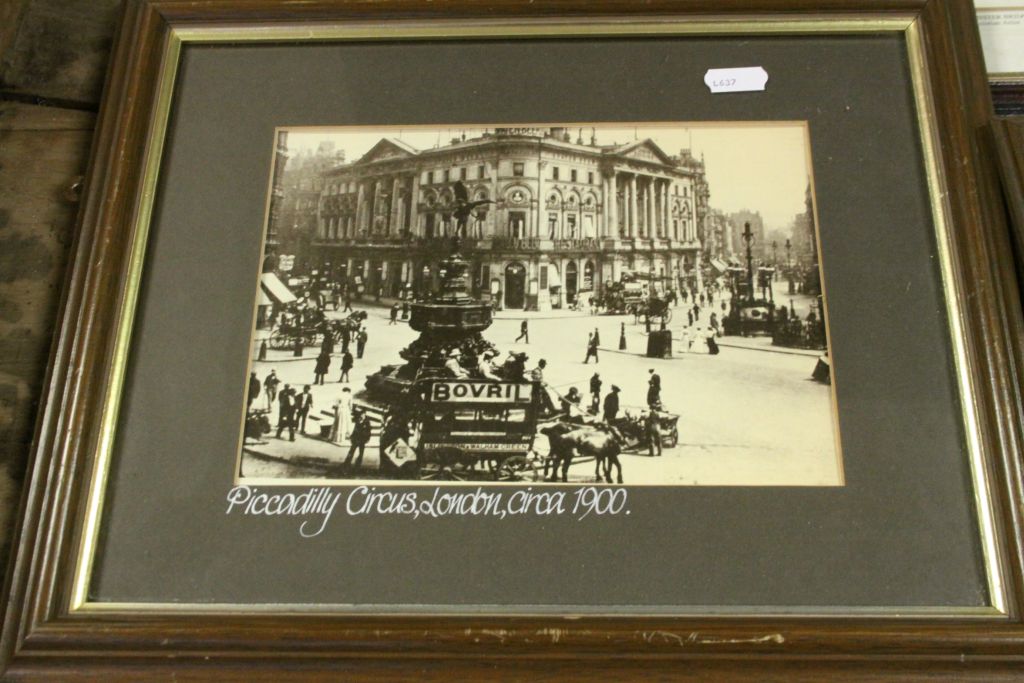 Set of framed photographic images of old London street scenes - Image 5 of 5