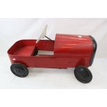 Vintage unmarked tin plate pedal car painted red & black