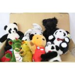 10 Contemporary soft toys in vg condition to include Steiff Rocky Dragon with tag, Sooty & Sweep