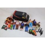 Group of original A Team accessories and figures to include 8 x Galoob figures and Galoob Van, 6 x