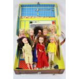 Original Sindy Hotel Room Travel Case containing 8 dolls with original clothing