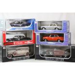 Six boxed 1:18 Anson diecast models to include Mercedes-Benz 280SL, SMW 2002, BMW 635 CSi, 1973