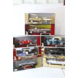 Eight boxed 1:18 diecast models to include 2 x Road Legends featuring 92157 1958 Cadillac Eldorado