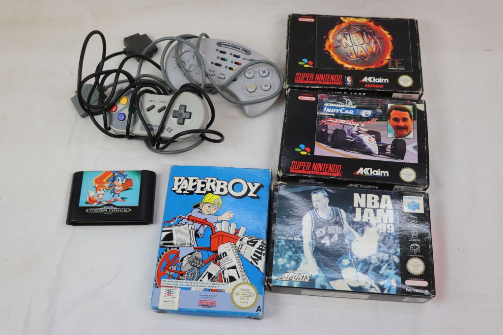 Retro Gaming - Four boxed games to include Nintendo NES Paperboy, Super Nintendo SNES NBA Jam TE, - Image 2 of 8