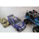 Three large r/c vehicles to include New Ray Jeep, Tank and Mercedes style Touring car