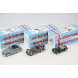 Three boxed ltd edn 1:43 Mini Marque metal models to include AC46 MGTF Open 1954 in British Racing