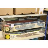 Collection of model aircraft and battleship construction kits, to include Matchbox, together with