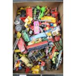 Large quantity of vintage play worn diecast models to include Corgi, Dinky, Matchbox, featuring