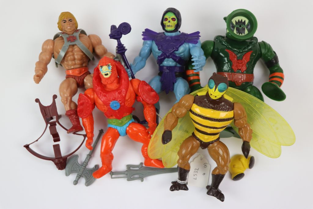 Five original Mattel He Man Masters of the Universe figures to include He Man, Skeletor, Buzz Off, - Image 2 of 7