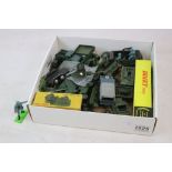 Group of vintage play worn Dinky military diecast models to include 623 Army Covered Wagon (with