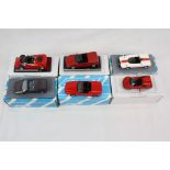 Six boxed 1:43 Alezan plastic models to include Lamborghini Athon in dark purple, 1991 Alfa 164