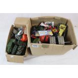 Large quantity of vintage play worn diecast models to include Corgi, Dinky etc, many military