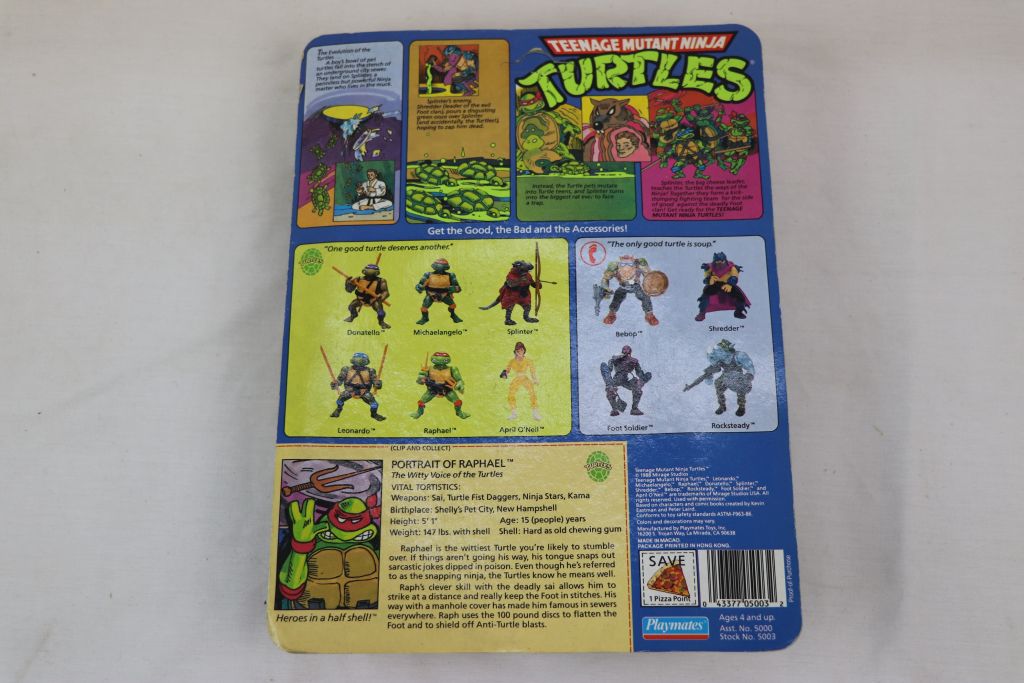 Carded Playmates Teenage Mutant Ninja Turtles Raphael figure, 10 back, unpunched, vg with very small - Image 5 of 5