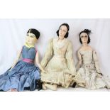 Early 20th Century Boudoir Dolls, showing some wear but good overall for age