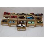 16 Rio 1:43 metal models, in custom brown boxes, to include Bugatti T41 Royale Coupe 1927,