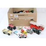 Quantity of vintage play worn diecast models to include Matchbox, Corgi etc