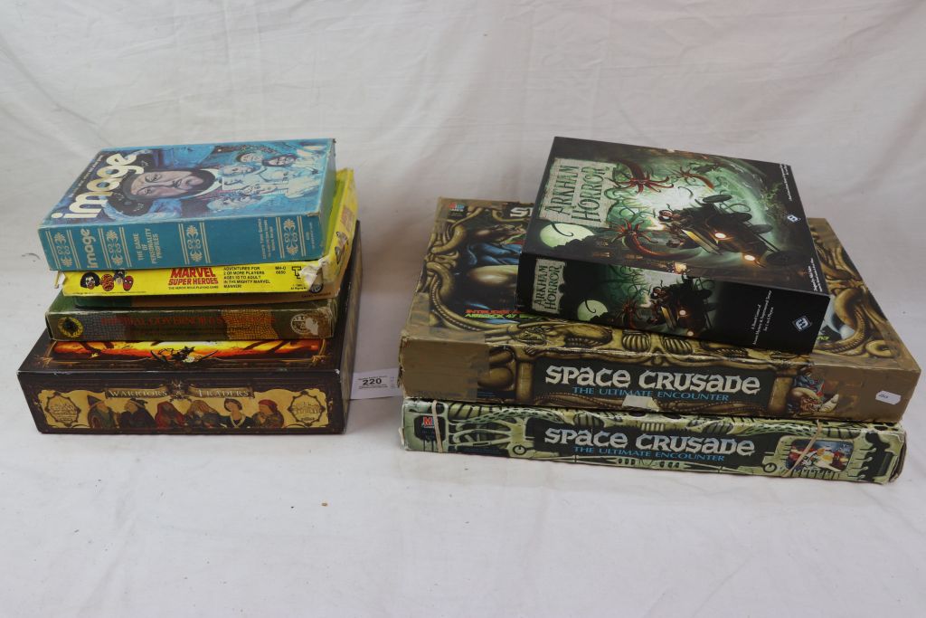 Seven boxed role playing games to include MB Games Space Crusade the Ultimate Encounter, Fantasy