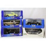 Five boxed Revell 1:18 diecast models to include 08801 Austin-Healey Sprite, MGA Roadster, 08832 BMW