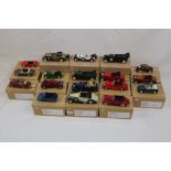 18 Solido 1:43 metal models, in custom brown boxes, to include Peugeot 203 Decouvrable 1949,