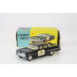 Boxed Corgi 223 Chevrolet State Patrol diecast model, play worn, box fair