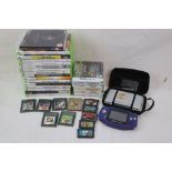 Retro Gaming - Nintendo Game Boy Advance console, Nintendo DS console with black case, pens and