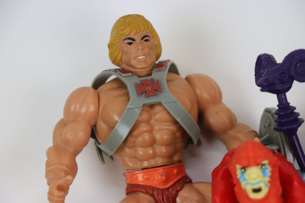 Five original Mattel He Man Masters of the Universe figures to include He Man, Skeletor, Buzz Off, - Image 3 of 7