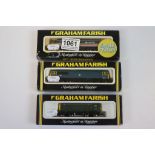 Three boxed Graham Farish N gauge locomotives to include No 8204 Class 20 Diesel BR green, No 8055