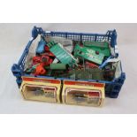 Group of vintage play worn diecast models to include Corgi Batman Batmobile, 3 x Matchbox Lesney