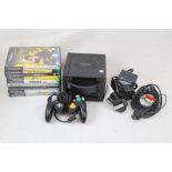 Retro Gaming - Nintendo GameCube console in black plus 9 x cased games to include Sonic Mega