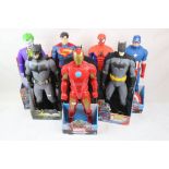 Eight boxed large Superhero figures to include Jakks Pacific DC Comics x 5 (The Joker, Superman,