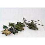 Collection of Military diecast models to include Sun Star AH-64D Apache Longbow, 3 x Dinky featuring