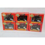 Six boxed 1:32 Britains Authentic Farm models tractor models to include 00225 Renault Cergos 340,