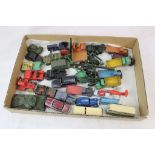 32 Vintage play worn diecats models, mainly early Dinky examples to include Austin, Dodge, Rover