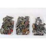 Collection of vintage play worn metal figures and accessories to include motorbikes, police