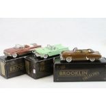 Three boxed 1:43 The Brooklin Collection metal models to include BRK 17a 1952 Studebaker Xommander
