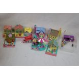 Collection of BlueBird Polly Pocket to include 1993 Bay Window House with one figure, 1994 Nursery