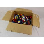 Large box of original vintage Lego bricks and accessories plus a group of instructions