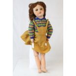 French composition doll with sleeping eyes, with glass eyes, marked to neck Paris 601gd play worn