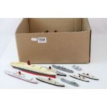 Quantity of diecast & metal ships of various sizes to include Tri-ang etc