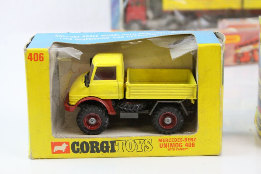 Six boxed diecast models to include Dinky 980 Coles Hydra Truck 150T, Corgi 406 Mercedes Benz Unimog - Image 4 of 6