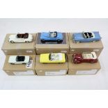Six 1:43 metal models in custom brown boxes, to include Tin Wizard x 2, Opel Kapitan 1951 & Opel