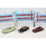 Three boxed ltd edn 1:43 Mini Marque metal models to include UK 40's No 2A Jaguar 3 ½ litre DHC open