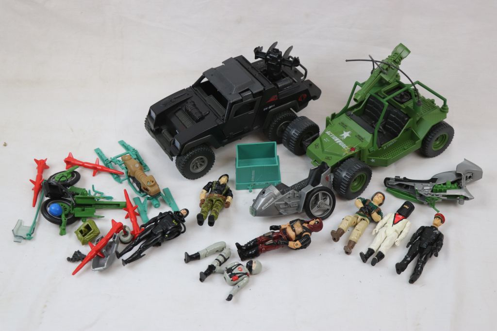 Group of original Hasbro Action Force to include 4 x figures, AWE Striker, Cobra Night Attack and