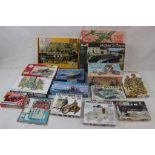 13 Boxed military model kits to include Italeri, Airfix, Revell, Dragon, SMER etc, complete and